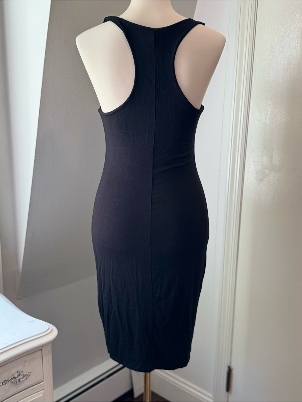 See You Monday Black Racerback Bodycon Stretch Midi Dress Size Large - Picture 2 of 8